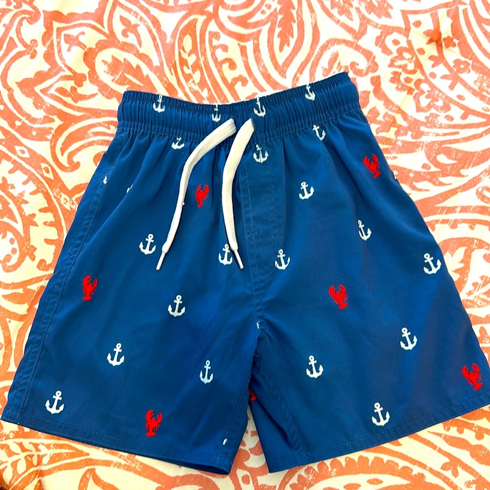 Wes and Willy, toddler boy, size 4, blue with anchors, bathing suit